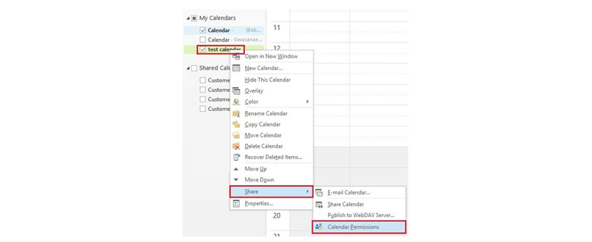 Office 365 Shared Calendar Permissions